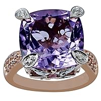 Carillon Amethyst Cushion Shape 14MM Natural Earth Mined Gemstone 14K Rose Gold Ring Unique Jewelry for Women & Men