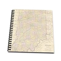 3dRose db_178872_1 Vintage Indiana Map USA Drawing Book, 8 by 8-Inch