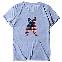 Corset Tops for Women Plus Size Push Up Women's Independence Day Print Short Sleeve Top American Flag Independ