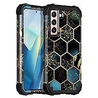 Compatible with Galaxy S21 5G Case,Three Layer Heavy Duty Shockproof Protection Hard Plastic Bumper +Soft Silicone Rubber Protective Case for Samsung Galaxy S21 5G 6.2 inch,Black