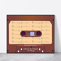 Personalized Couples Song Lyrics Music Poster for Living Room Customized Names & Lyrics Canvas Wall Decoration Unique Custom Couples Anniversary Music Framed Art for Mr and Mrs (11x14 Canvas)