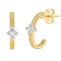 1/5 ct. T.W. Lab Grown Diamond (SI1-SI2 Clarity, F-G Color) and 14K Yellow Gold Plating Over Sterling Silver C Hoop Earrings