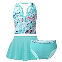 iiniim Big Girls Two Piece Halter Tankini Swimsuit Tank Top with Boyshort Sets Summer Beach Bathing Suit