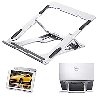 Laptop Stand, Adjustable Computer Stand for Laptop Ergonomic Multi-Angle Laptop Riser, Portable Laptop Holder Compatible for All iPad Series and10 to 14 inches Notebook Computer (Silver)