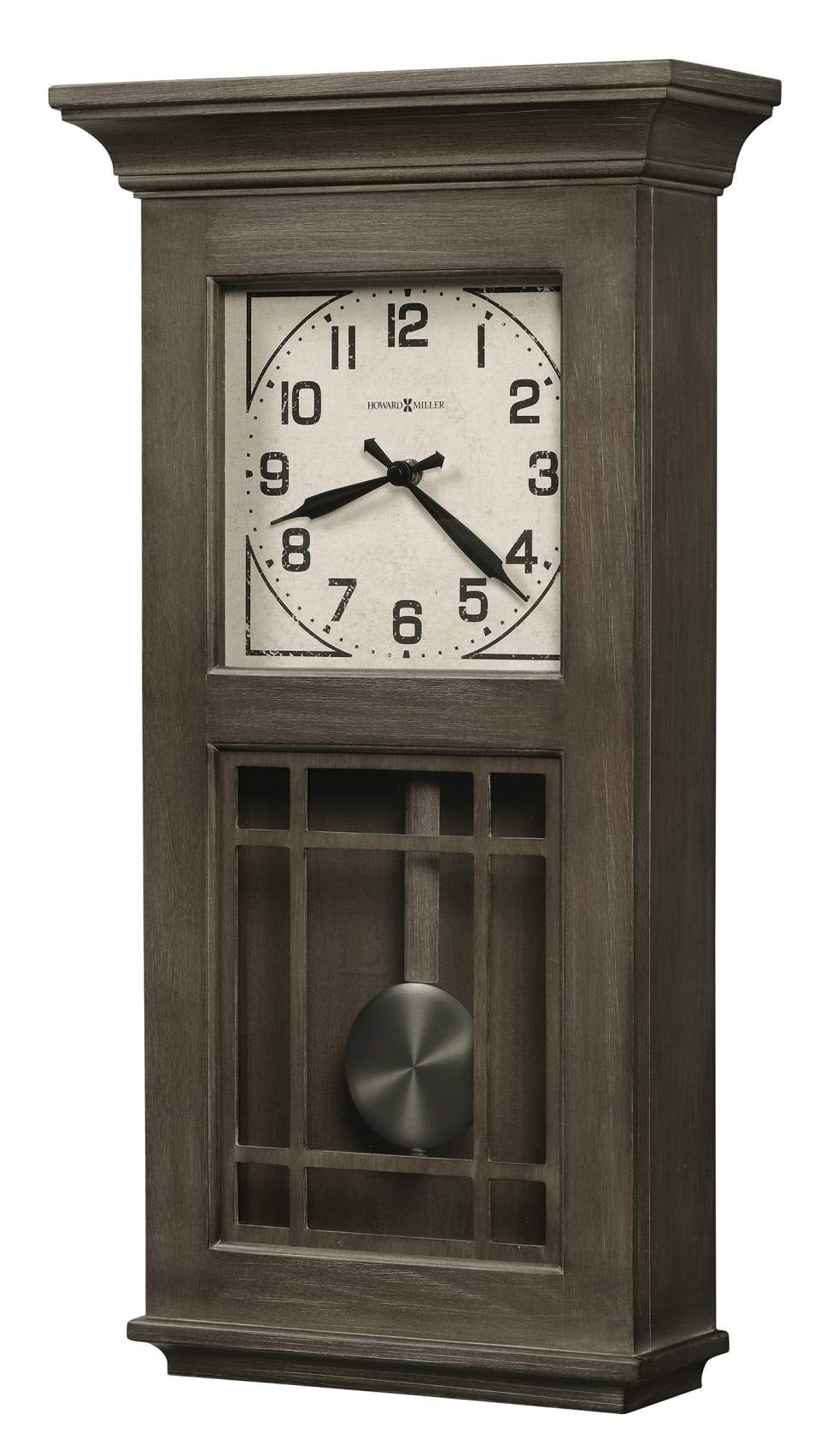 Howard Miller Sanborn Wall Clock II 549-517 – Aged Boyne Falls Finish, Natural Reclaimed Wood Design, Vintage Home Decor, Quartz Single-Chime Movement, Automatic Nighttime Chime Shut-Off