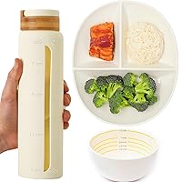 Portion Plate, Bowl & Water Bottle for Healthy Eating & Bariatric Diet