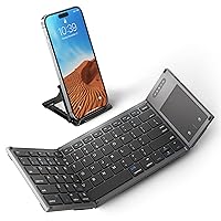 Samsers Foldable Bluetooth Keyboard with Touchpad, Full-Size Wireless Folding Holder, Rechargeable Portable Travel for iOS Android Windows Mac OS, Support 3 Devices (BT5.1 x 3)