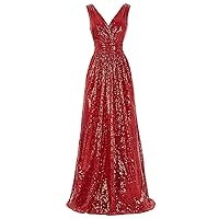 Women's A-Line Evening Party Gown Sequin Prom Dress Long
