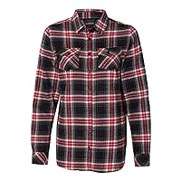 Burnside Ladies' Plaid Boyfriend Flannel Shirt 2XL RED