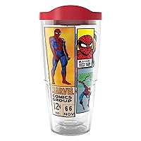 Tervis Marvel Spider-Man Panels Amazing 60th Anniversary Made in USA Double Walled Insulated Tumbler Travel Cup Keeps Drinks Cold & Hot, 24oz, Classic