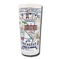 Catstudio Drinking Glass, University of North Carolina Glass Cup for Kitchen, Bar Glass Drinking Glasses, Everyday Drinking Cup or Cocktail Glass, 15oz Dishwasher Safe Glass Tumbler for UNC Alumni
