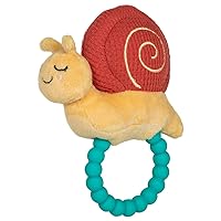 Mary Meyer Soft Baby Rattle with Soothing Teether Ring, 6-Inches, Skippy Snail