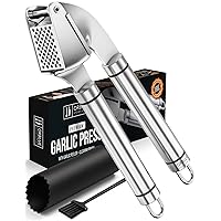 ORBLUE Garlic Press Stainless Steel - Premium Professional Grade Garlic Mincer, Crusher & Peeler Set - Easy Clean, Dishwasher Safe & Rust-proof