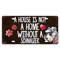 Schnauzer License Plate A House is Not A Home Without A Schnauzer Car License Plate Frame Dog Paw Print Metal Front License Plate Car Tags Decorative Automotive Accessories Dog Owner Gift 6