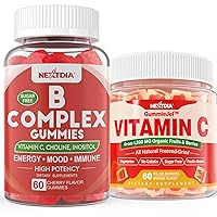Vitamin B Complex Gummies with 2000 mcg Methyl B12, Methyl Folate + Whole Food Vitamin C Gummies