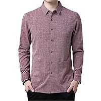 Shirts Men Cotton Linen Breathable Spring Long Sleeve Casual Shirts Slim Fit Men Clothing