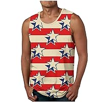 Stars Stripes Tank Tops Men 4th of July Patriotic Shirts Summer Sleeveless Muscle Tees Casual Gym Workout T-Shirt