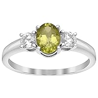 Solitaire Cut 1.50 Ctw Peridot Gemstone Accents 925 Sterling Silver Promise Ring