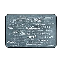 My Daily Welcome in Multi Languages with World Map Doormat 15.7 x 23.6, Living Room Bedroom Kitchen Bathroom Decorative Unique Lightweight Printed Rugs Carpet