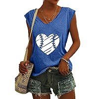 Soccer Mom Tank Tops for Women V Neck Cap Sleeve T-Shirt Cute Letter Printed Leopard Mom Graphic Tee Causal Summer Tops