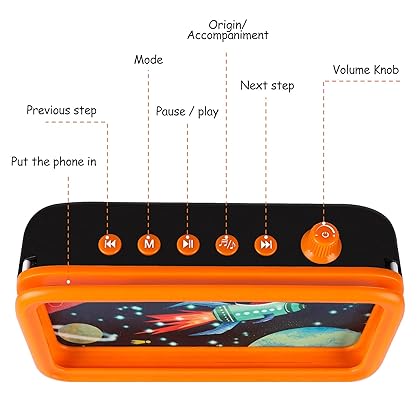 KINDL Bluetooth Kids Toy Karaoke Machine with 2 Microphones for Kids Girls Children boy Singing Machine Speaker Toddler Wired Microphone Set Portable Carry on Phone Holder Speaker, Orange