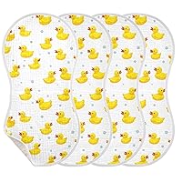 Cute Yellow Duck Burp Cloths for Baby Boys Girls 4 Pack Burping Cloth, Burp Clothes, Newborn Towel, Milk Spit Up Rags,Burpy Cloth 202a7435