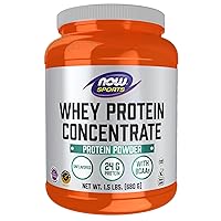 NOW Sports Nutrition, Whey Protein Concentrate, 24 g With BCAAs, Unflavored Powder, 1.5-Pound