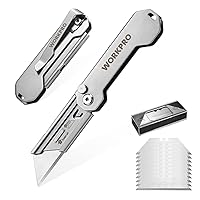 WORKPRO EDC Folding Utility Knife, Mini Box Cutter with Quick Open Axis Lock, Quick Change Blade Razor Knife, Foldable Small Pocket Knife with Belt Clip