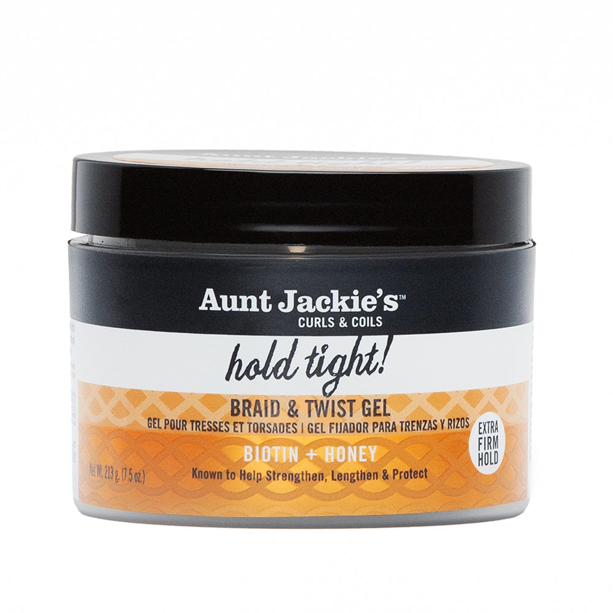 Aunt Jackie's Curls & Coils Biotin + Honey Hold Tight Braid & Twist Gel with Extra Firm Hold, 7.5 oz