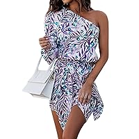 Sundresses for Women, Trendy Women's Sexy Backless Casual Tie Waist Cross Shoulder Printed Dresses Sun, S, XL
