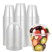 Lilymicky [200 PACK] 9oz Clear Plastic Cups With Dome Lids, Crystal PET Dessert Cups, Cold Party Cups for Cupcake/Ice Cream/Latte/Cold drinks