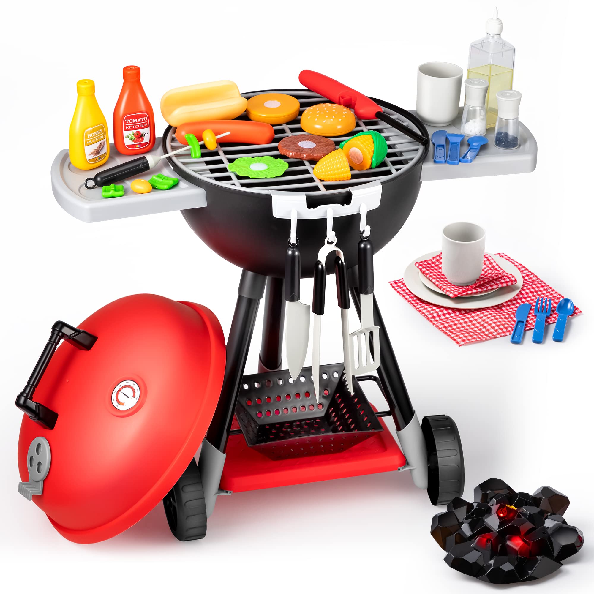 JOYIN 34 PCS Cooking Toy Set, Kitchen Toy Set, Toy BBQ Grill Set, Little Chef Play, Kids Grill Playset Interactive BBQ Toy Set for Kids