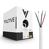 Voltive 16/4 Plenum Speaker Wire - 16 AWG/Gauge 4 Conductor - UL Listed Plenum Rated (CL2P/CL3P/CMP) - Oxygen-Free Copper (OFC) - 500 Foot Bulk Cable Pull Box - White