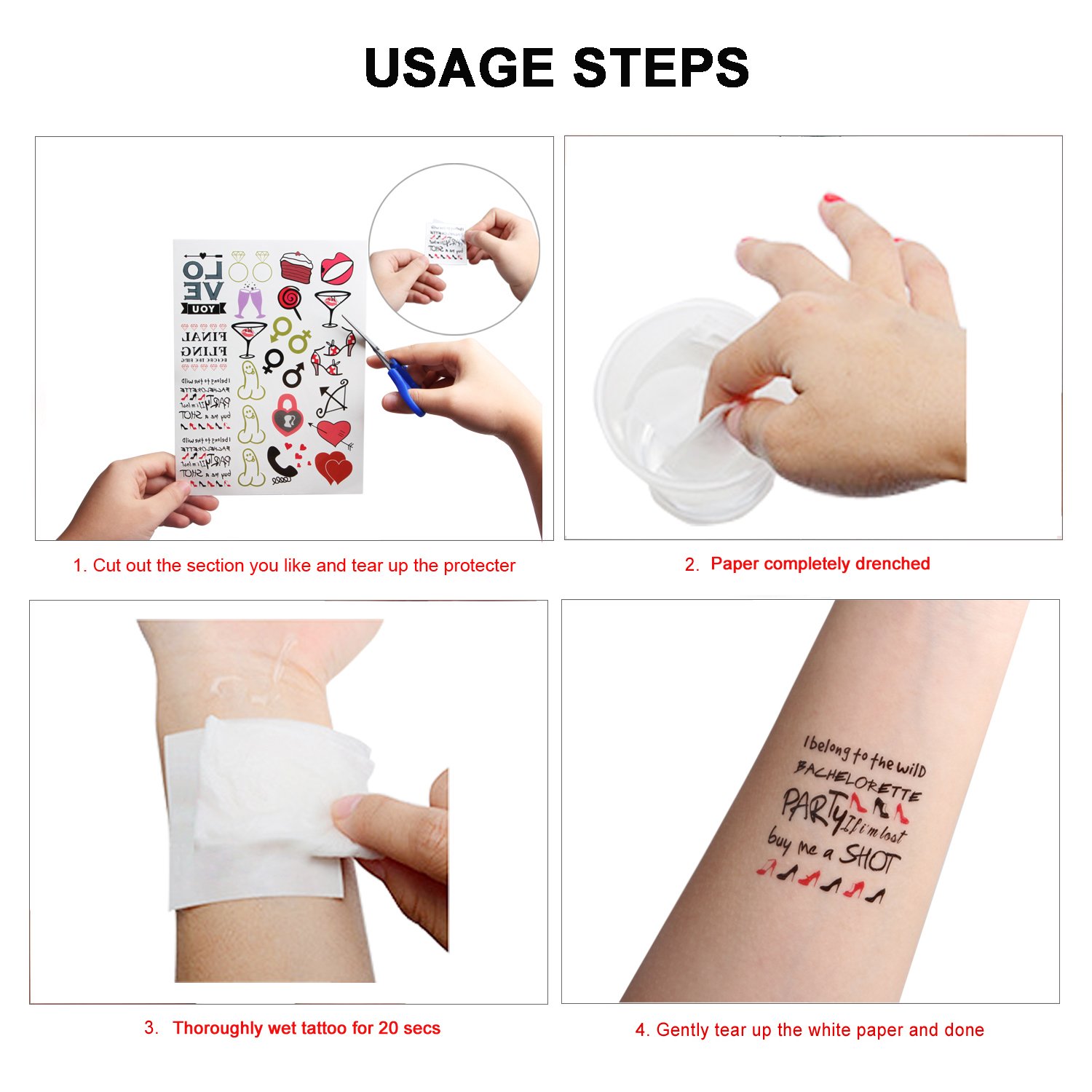 Konsait Temporary Tattoos for Adult Men Women Kids(30 Sheets), Waterproof Temporary Tattoo Fake Tattoos Body Art Sticker Hand Neck Wrist Cover Up Set