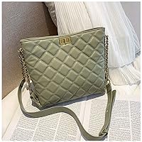 Women Handbag, Lingge Chain Bag Handbag 2019 Solid Color Shoulder Messenger Bag Fashion Tidus Korean Version Wild Medium New (Color : Green)