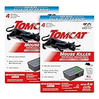 Tomcat Mouse Killer Child Resistant, Disposable Station, 2-Pack (8 Preloaded Stations)