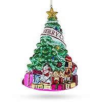 Charming Christmas Tree with Gifts - Blown Glass Christmas Ornament