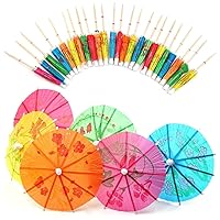 Cocktail Umbrella Picks Paper Umbrella Drink Sticks Parasol Cupcake Toppers Random Color 50PCS Small Umbrella