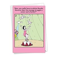 NobleWorks - Hilarious Mothers Day Greeting Card - Cartoon Comic Humor, Funny Card with 5x7 Envelope - Family Juggler 0204