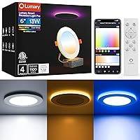 Smart Recessed Light Pro 6 Inch with RGB/Night Light, 13W Smart WiFi Recessed Lights, Smart Canless Recessed Lighting Work with Alexa/Google Assistant/BT Remote-ETL Listed,4 Pack