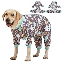 LovinPet Pitbull Pajamas, Hippos Zoo Cozy Dog Pajamas, Slim fit, Lightweight Pullover Pajamas/Full Coverage Dog pjs/Back Snap Button is only Decoration/Large