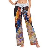 ALAZA Women's Oil Painting Rooster Painting Sleep Pajama Pant