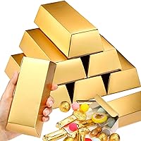 Gold Bars Fake Gold Bar Gift Box Golden Party Favor Boxes Gold Foil Treasure Brick Casino Paper Boxes Pirate Theme Party Supplies for Halloween Candy Treats Toys Decoration, 5.5 x 3.2 Inch (100 Pcs)
