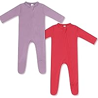 HAPIU Rayon from Bamboo Baby Footed Pajamas, 2 Way Zipper YKK, Footie for Baby Boy Girls, Newborn-24 Months