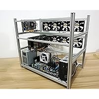 12 GPU Aluminum Stackable Open Air Mining Computer Frame Rig Insulation Multi-Function Case Ethereum LTC ZEC Bitcoin (Silver)