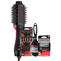 REVLON One-Step Volumizer Original 1.0 Hair Dryer and Hot Air Brush, Black + Hair Accessories Styling Kit