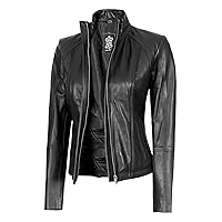 Blingsoul Leather Jacket Women - Black Cafe Racer Womens Leather Jacket