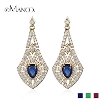 Blue crystal Full rhinestone drop woman earrings brand fashion long earings women accessories