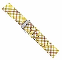 20mm Speidel Yellow Plaid Textile Genuine Leather Pad Stitched Mens Watch Band
