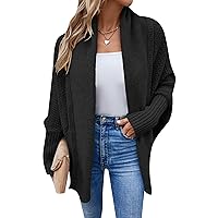 EFOFEI Womens Kimono Open Front Cardigan Batwing Sleeve Oversized Sweater Shawl Collared Solid Color Cardigan